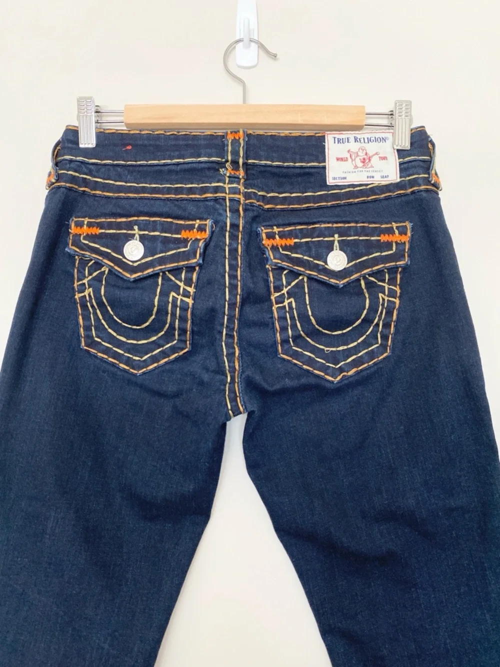 True Religion Womens Becca Mid Rise Bootcut Jean Sz 27 Thick Stitching! Y2K - Picture 1 of 16